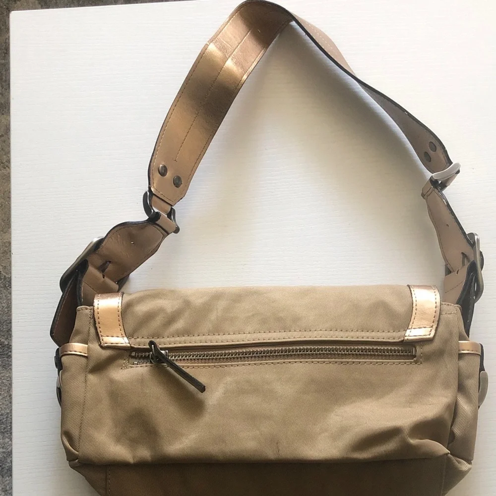 Guess Metallic Gold Shoulder Bag with Buckle Accent - Picture 6 of 10